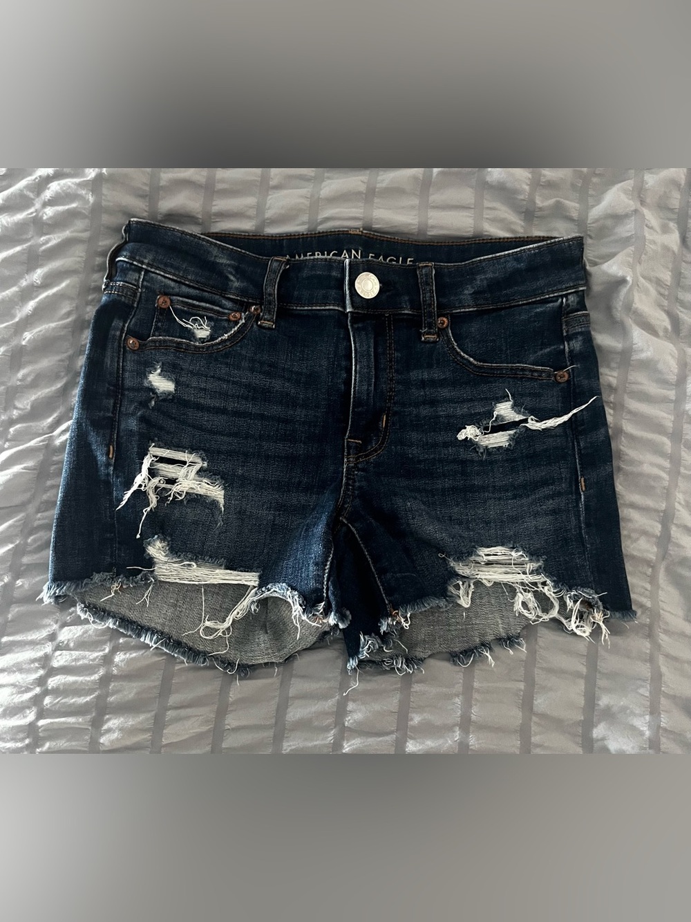 American Eagle Outfitters Distressed Dark Indigo Denim Shorts
